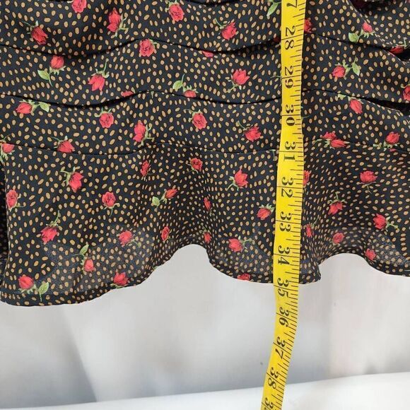 Lulus Size S Finding Romance Black Multi Print Pleated Mini Dress T - Picture 7 of 12
